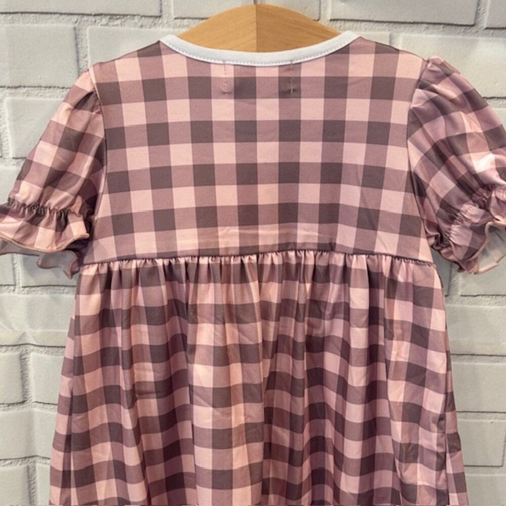 Boutique Marie Nicole Girls 12-18 Months (XS) Pink Plaid Farm Animals Dress - Picture 8 of 9